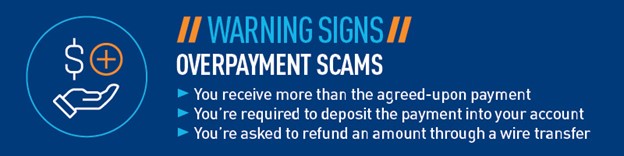 Money Mule Scams - Overpayment Warning Signs