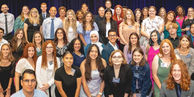 Group photo featuring about 53 of Desert Financial's scholarship recipients, a diverse and accomplished assembly of students whose academic achievements have been recognized and supported by the credit union's multiple scholarship programs.